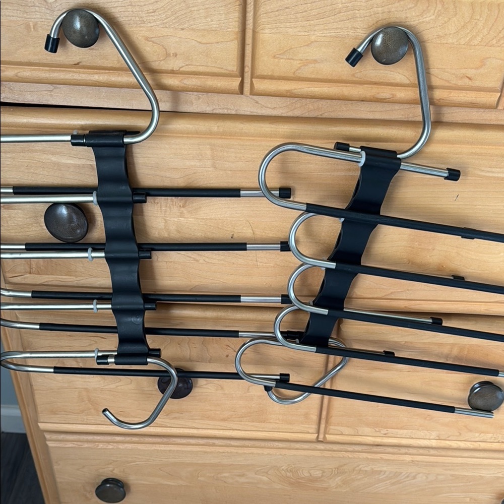 Black and Silver Multi-Tier Pants Hanger Two pack